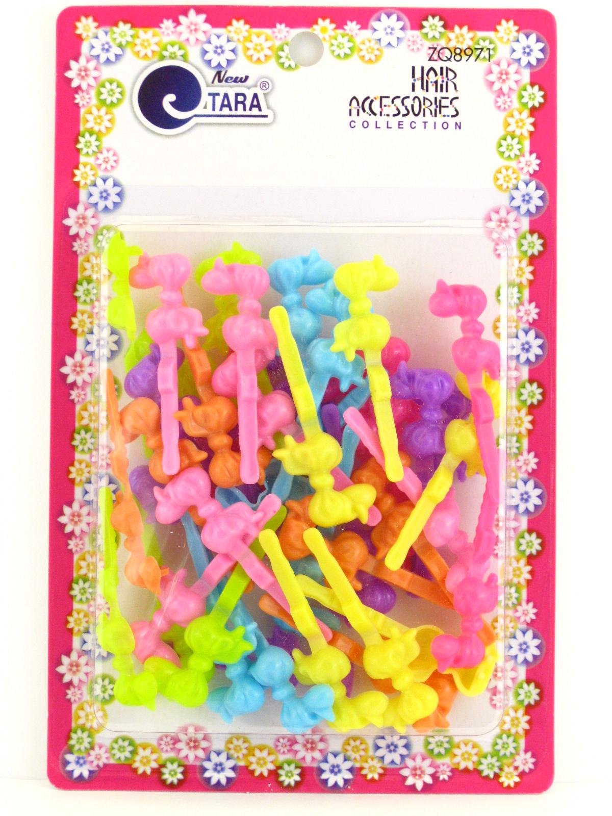 Tara Girls Self Hinge Plastic Mini Bow Hair Barrettes