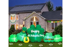 ANROOG 9.3FT St Patricks Day Inflatables Outdoor Decorations Shamrocks Clover Blow Up Inflatable Yard Decorations with LED Lights Spring St. Patrick's Green Outside Holiday Party Garden Lawn Decor
