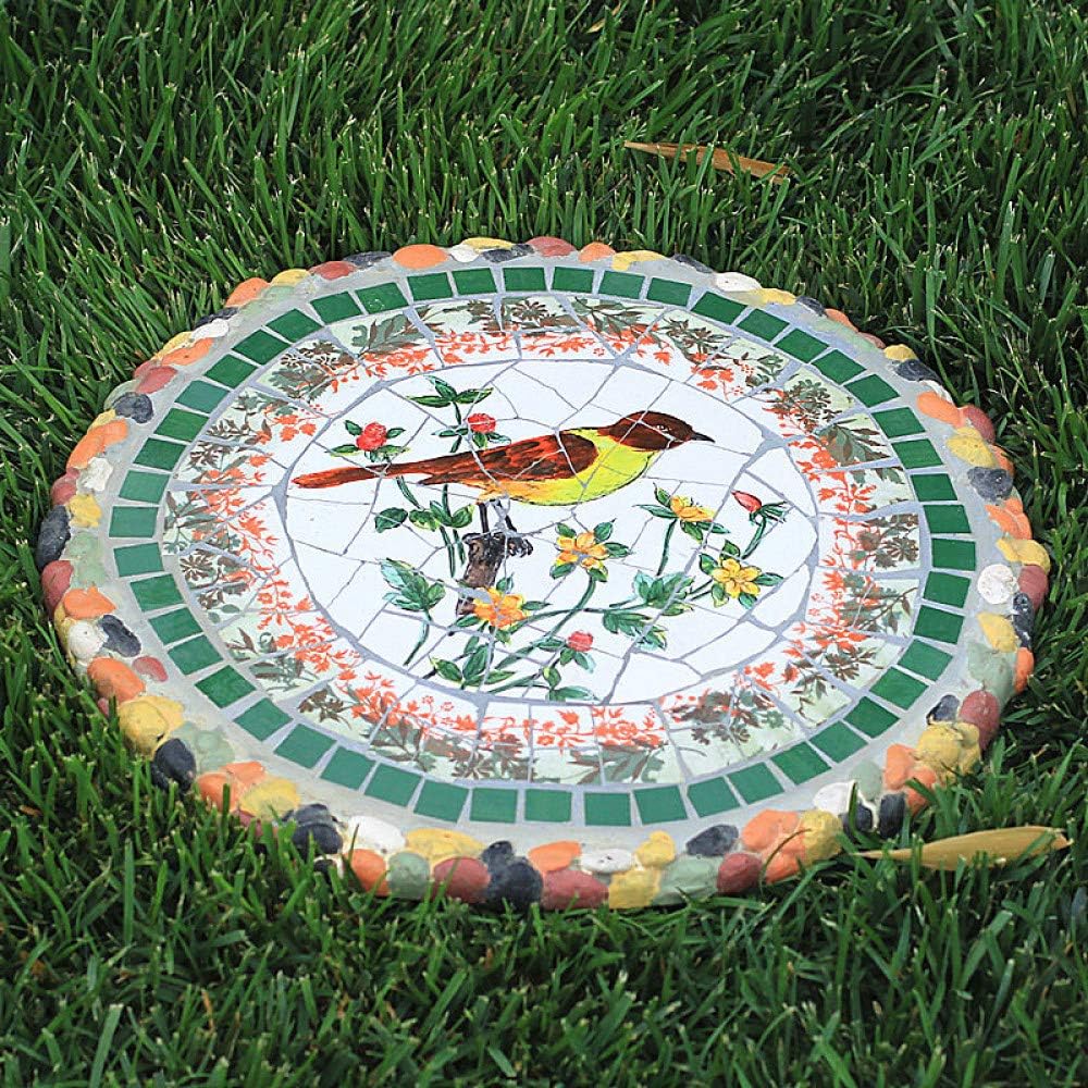 zenggp Garden Stepping Stone Mosaic Flower Plant Stand Table Floral Stool Garden Bistro Patio Coffee Decor,Bird