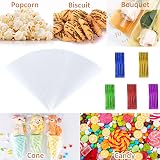 Frendour 100 Pcs Sweet Cone Bags 30x16cm with 100 Colorful Ties view 9