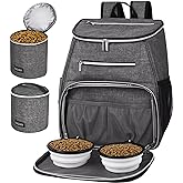 BAGLHER 丨Dog Travel Bag Backpack, Airline Approved Pet Supplies Backpack, Dog Travel Backpack with 2 Silicone Collapsible Bowls and 2 Food Baskets Grey