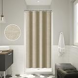 Shower Curtain Linen-Style 122x182cm Taupe with Metal Hooks view 5