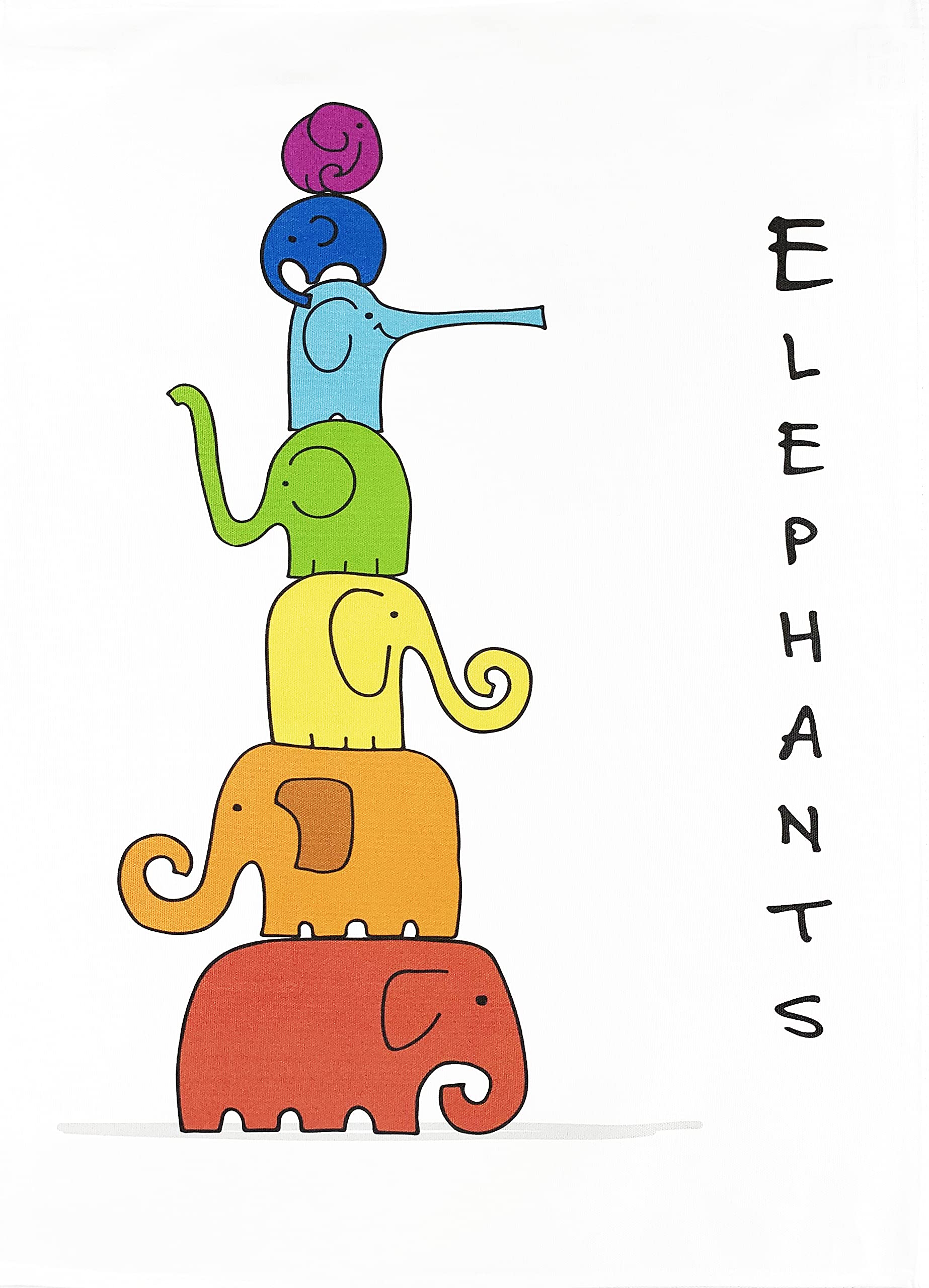 Half a Donkey Stack of Elephants Large Cotton Tea Towel