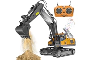 ADTHLIER Remote Control Excavator Toy for Boys 6-11 yrs Old,11-Channel RC Excavator Toy,with Metal Shovel,2.4Ghz RC Construction Vehicle,Ideal Gifts for Kids on