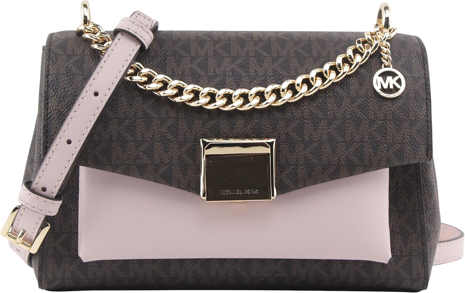 Michael Kors Damen Lita Medium Leder Two Tone Logo Crossbody Bag in