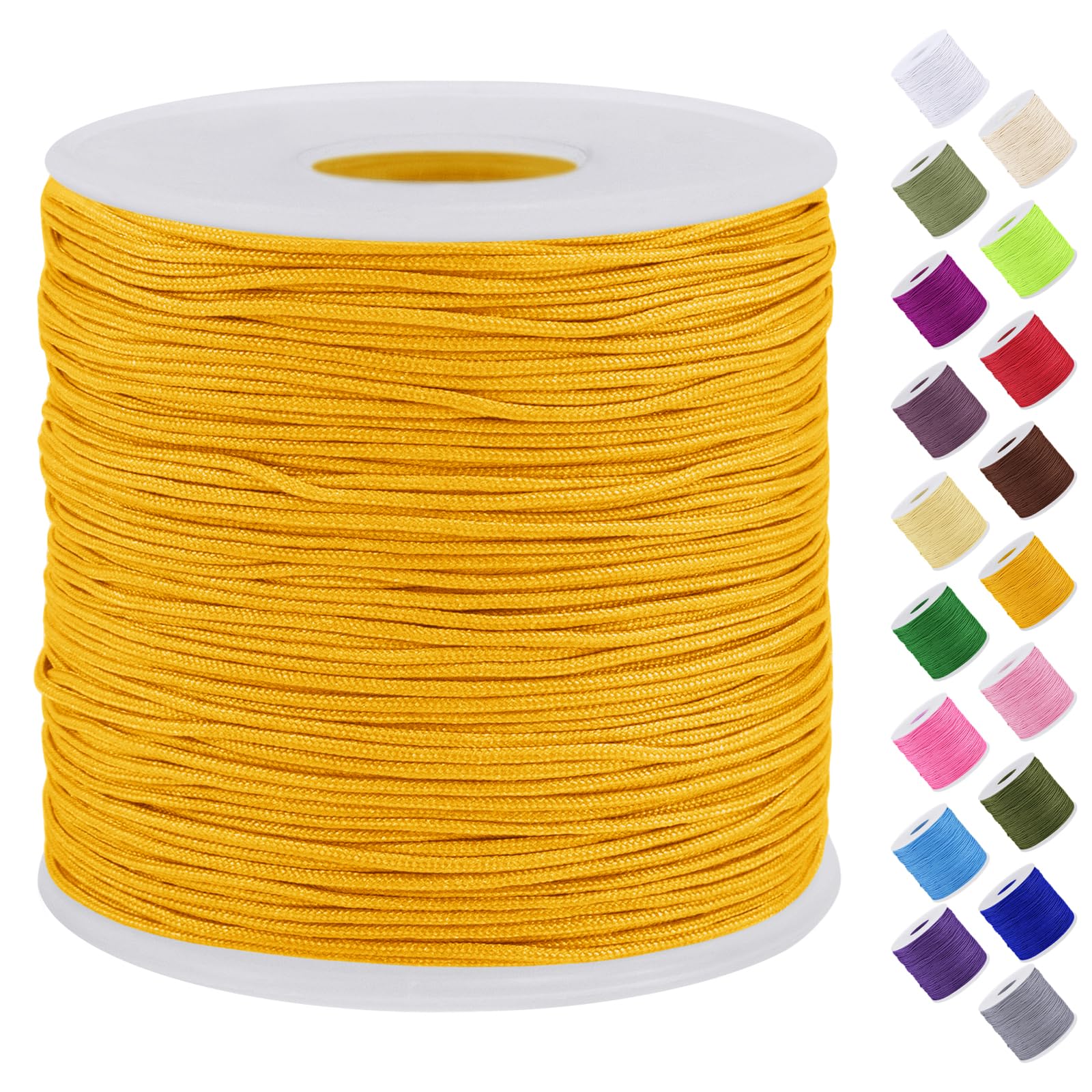 Uiopa Nylon Cord, 0.7mm x 131 Yards Nylon String for Bracelet Making, Beading Thread Bracelet Cord for Necklace, Jewellery Making, Macrame, DIY Crafts, Golden