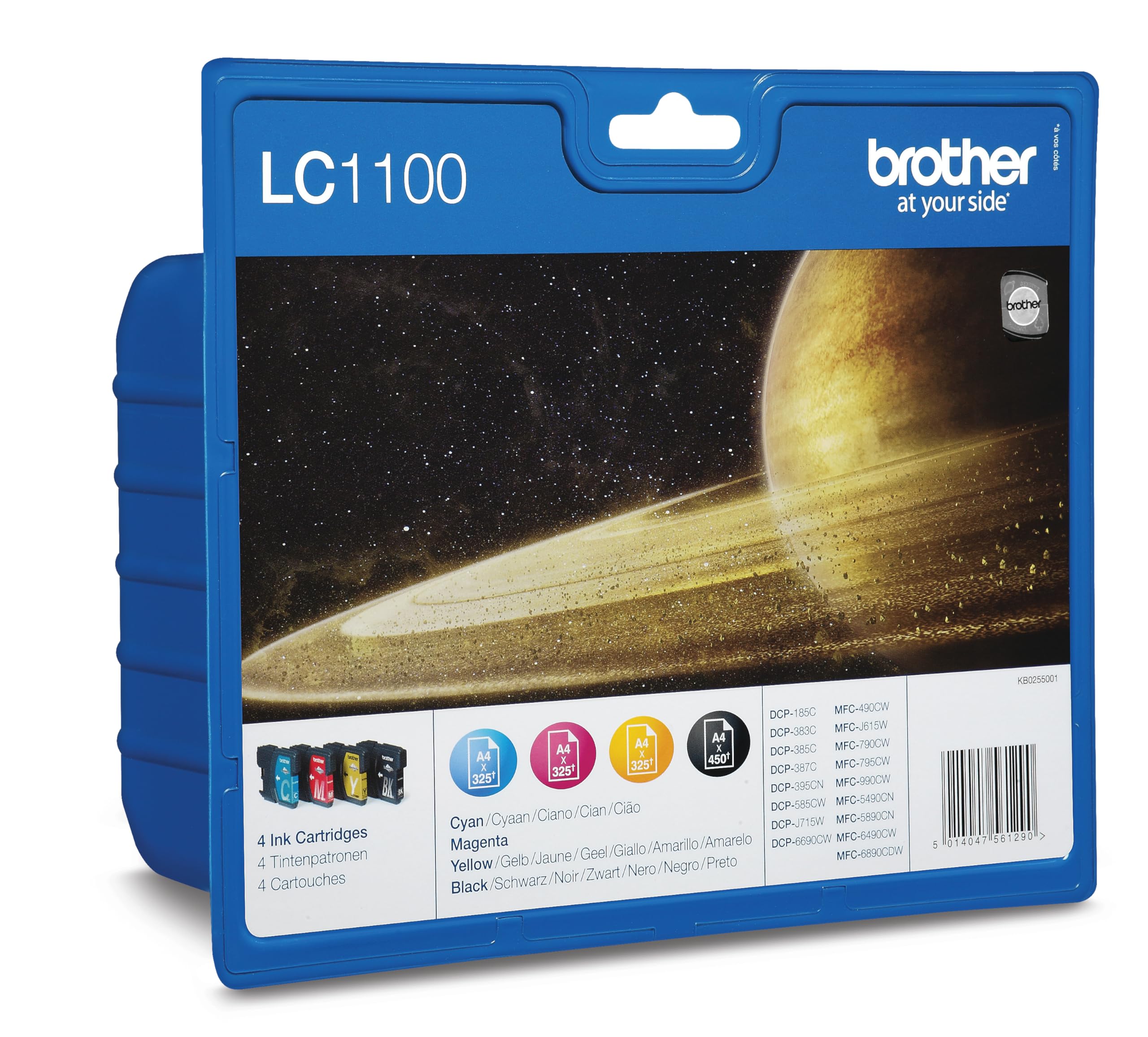 Brother LC-1100BK/LC-1100C/LC-1100M/LC-1100Y Inkjet Cartridges, Black/Cyan/Magenta/Yellow, Multi-Pack, Standard Yield, Includes 4 x Inkjet Cartridges, Brother Genuine Supplies