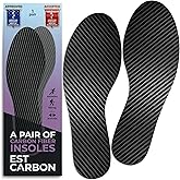 EstCarbon - Carbon Fiber Insoles - 2 Pieces, Men 9.5, Women 10-10.5 - Performance CFI Shoe Inserts for Sports - Stiff Foot Plate - Athletic Orthotic Insole - for Running, Soccer, Basketball