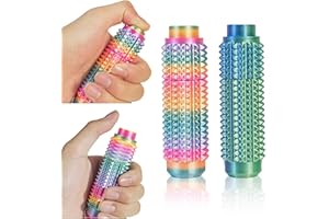 SnapMorph Little Ouchies Fidget Toys 2PCS - All-in-One Pain Stim Toy with Spinning & Press Buttons for Anxiety Relief, Stress and Pain Relief Stimulation for Adults and Teens,Black+Colorful
