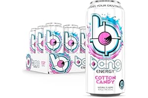 Bang Energy Cotton Candy, Sugar-Free Energy Drink, 16-Ounce (Pack of 12)