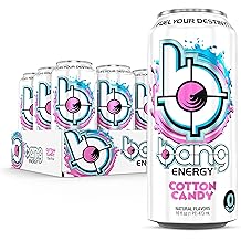 Bang Energy Cotton Candy, Sugar-Free Energy Drink, 16-Ounce (Pack of 12)