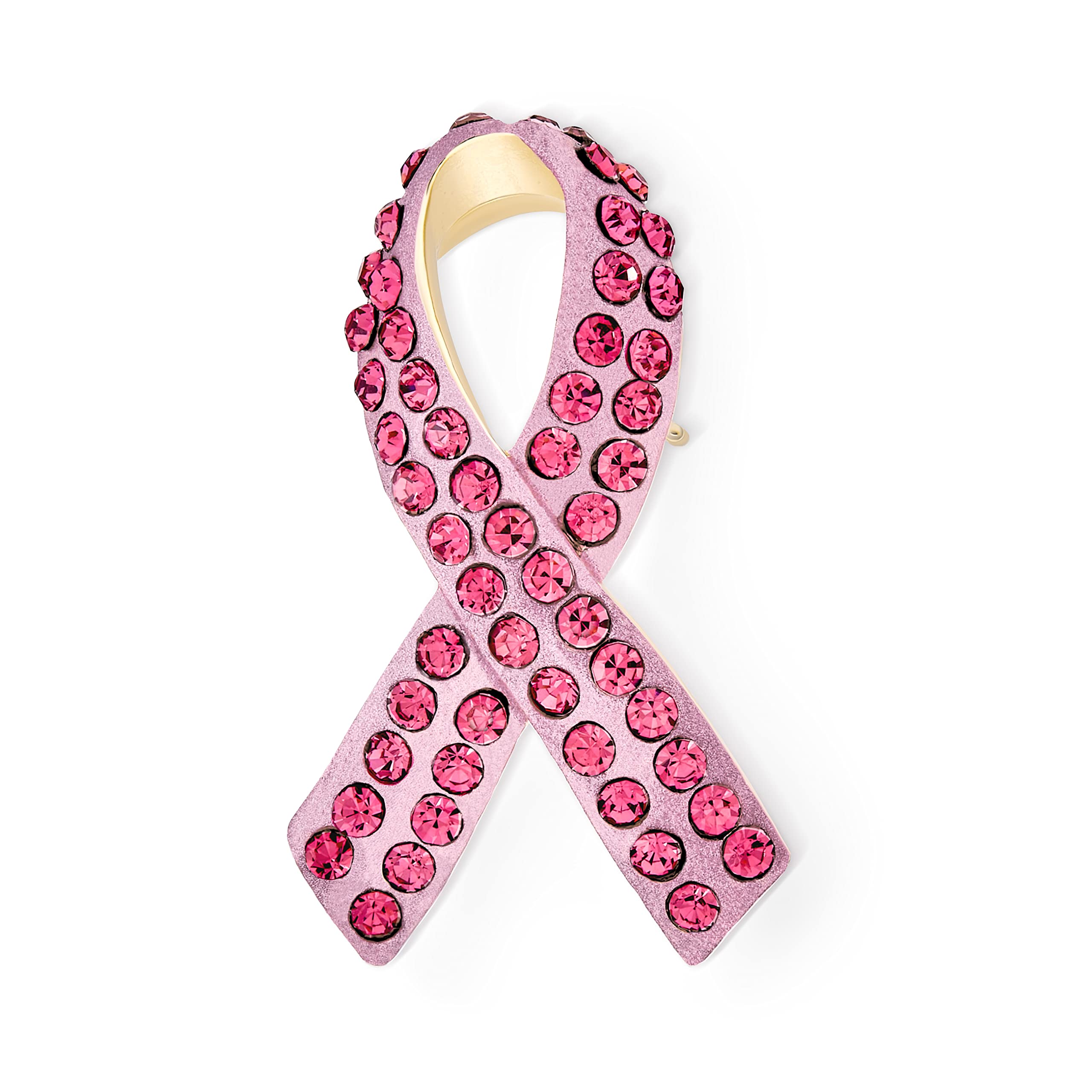 Pink Ribbon Breast Cancer Survivor Crystal Brooch Pin - Silver Plated Accent - Symbolic Support Jewelry for Women โ image 1