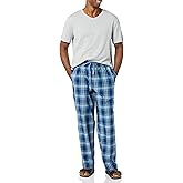 Amazon Essentials Men's Cotton Poplin Pant with Cotton Jersey T-Shirt Pajama Set