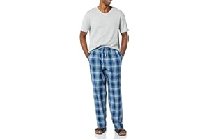 Amazon Essentials Men's Cotton Poplin Pant with Cotton Jersey T-Shirt Pajama Set