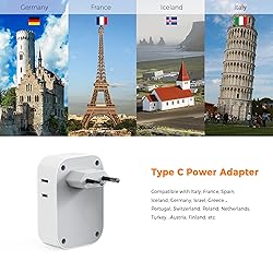 TESSAN European Travel Plug Adapter, Type C Power