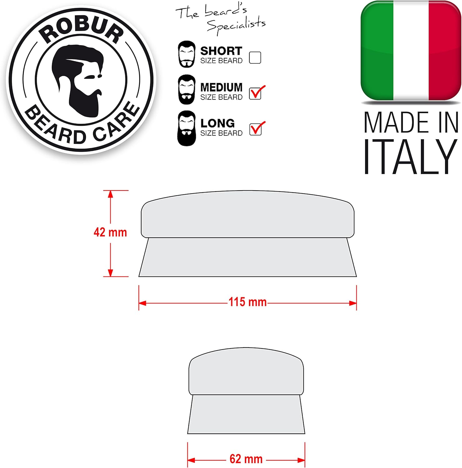 Beard Brush for Men. 100% natural. Beech Wood and Pure Boar Bristle. 100% Made in Italy, brown, 97 gr - Image 4