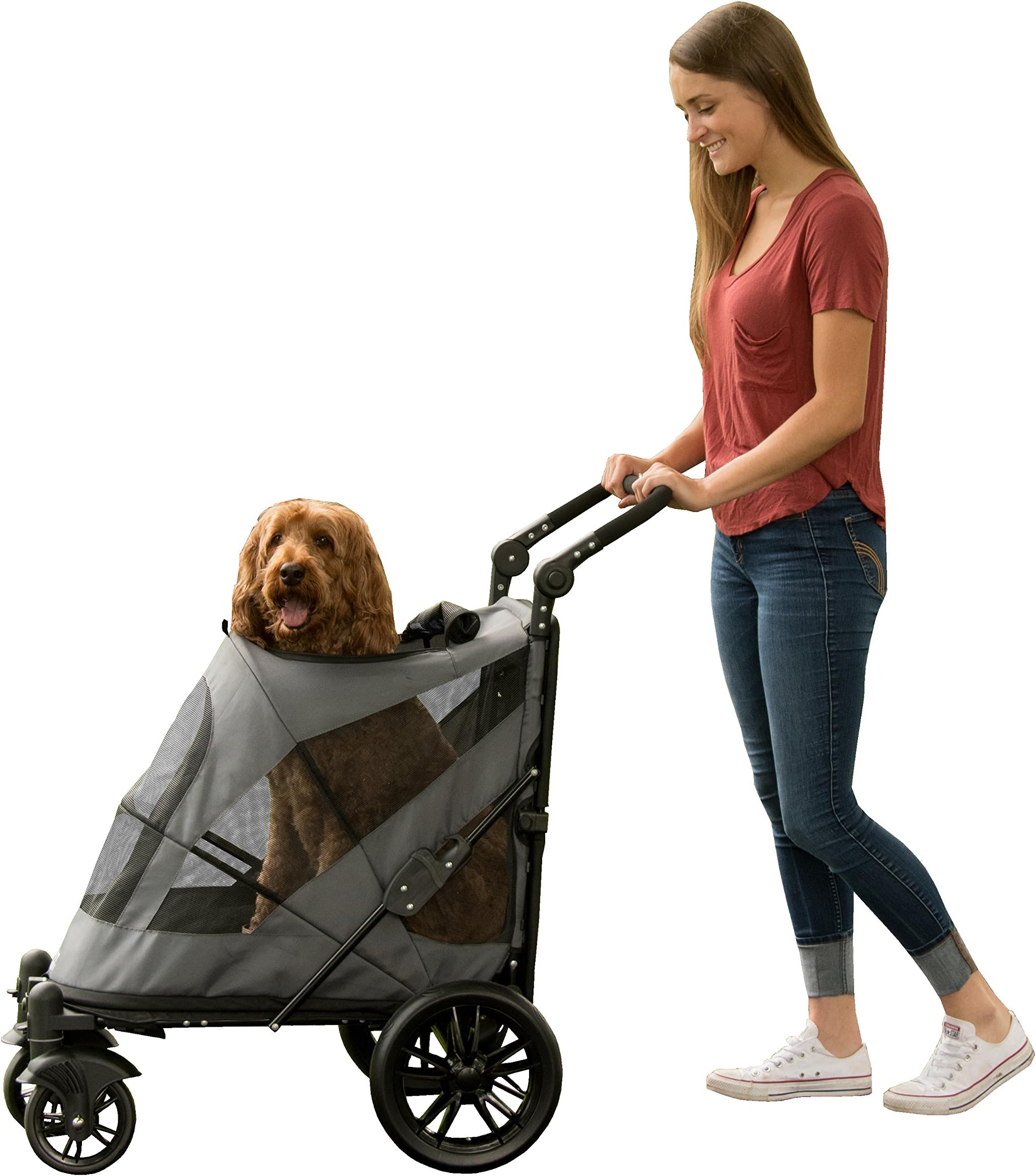 Pet Gear No-Zip Excursion Zipperless Entry Pet Stroller for Single or Multiple Pets, Dark Platinum
