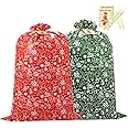 OAOCOLOR Extra Large Christmas Gift Bags,2pcs 56"x36" Heavy Duty Jumbo Big Christmas Gift Sack with Tag & Tie,Oversized Plastic Gift Santa Bags for Huge Giant XL Xmas Gifts Presents Wrapping