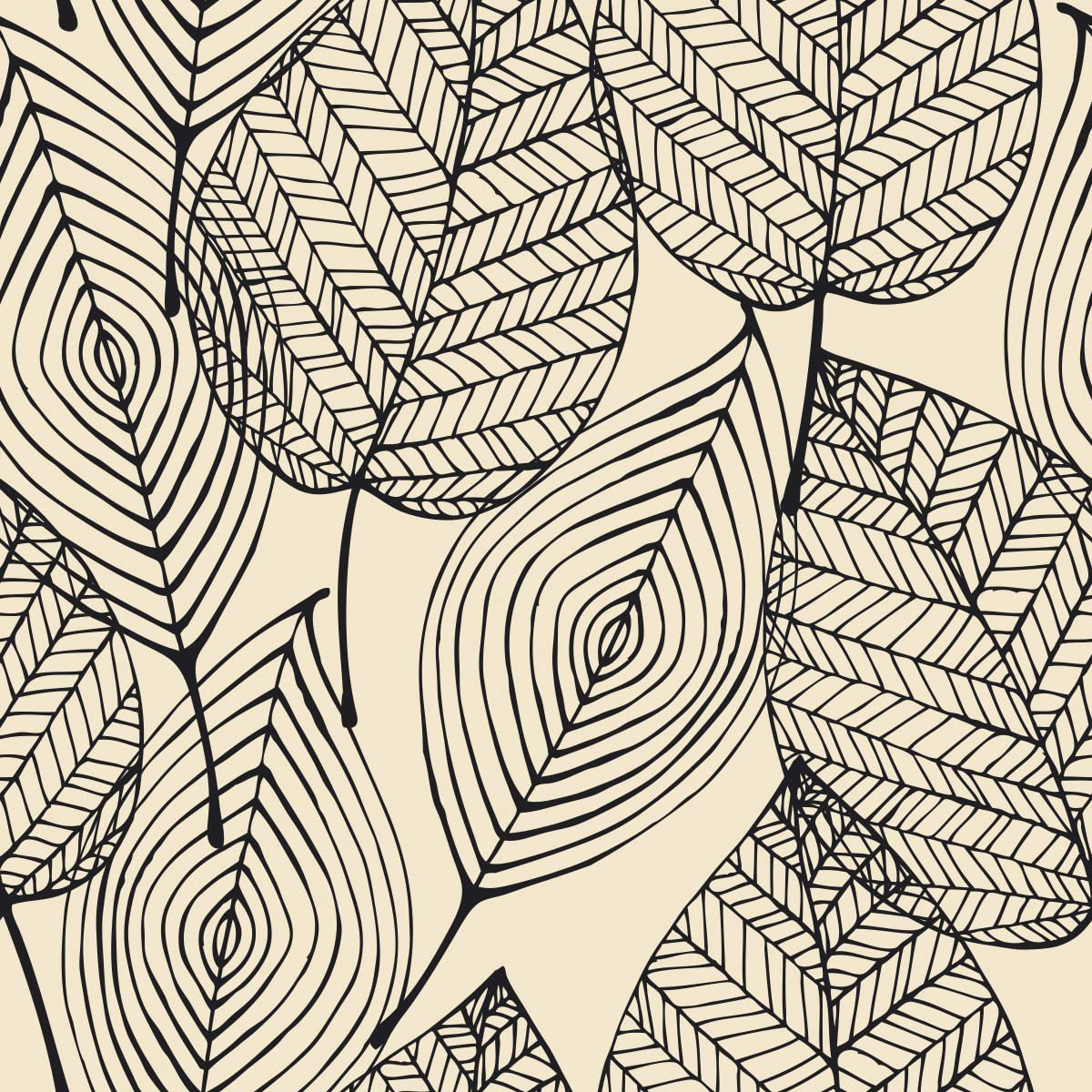 Leaves Upholstery Fabric by The Yard,Vintage Leaf Geometric Outdoor Fabric by The Yard,Abstract Foliage Line Decorative Fabric for Upholstery and Home DIY Projects,3 Yards,(L276*W150cm) Beige Black