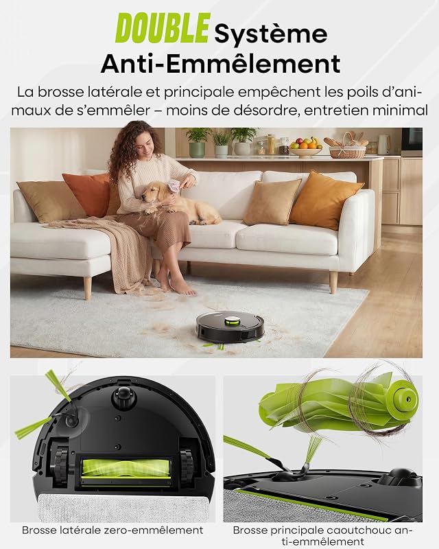 Robot Aspirateur Laveur, 10000Pa, avec Station de Vidange, Navi LDS