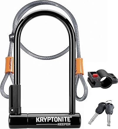 Kryptonite Keeper U-Lock Standard with Braided Cable 12mm Shackle 4ft Cable