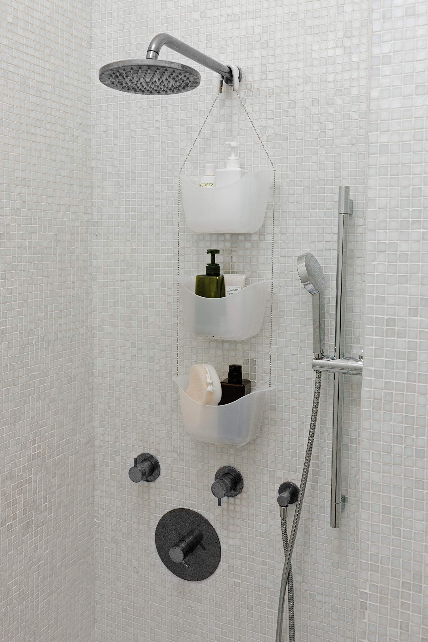 Umbra, White Bask Hanging Shower Caddy, Bathroom Storage and Organizer