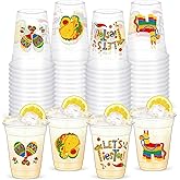Yaomiao 50 Pcs Fiesta Cups Plastic Mexican Cups Bulk Disposable Margarita Glasses 12 oz Cinco De Mayo Fiesta Drinkware for Mexican Birthday Taco Bar Cinco De Mayo Party Supplies