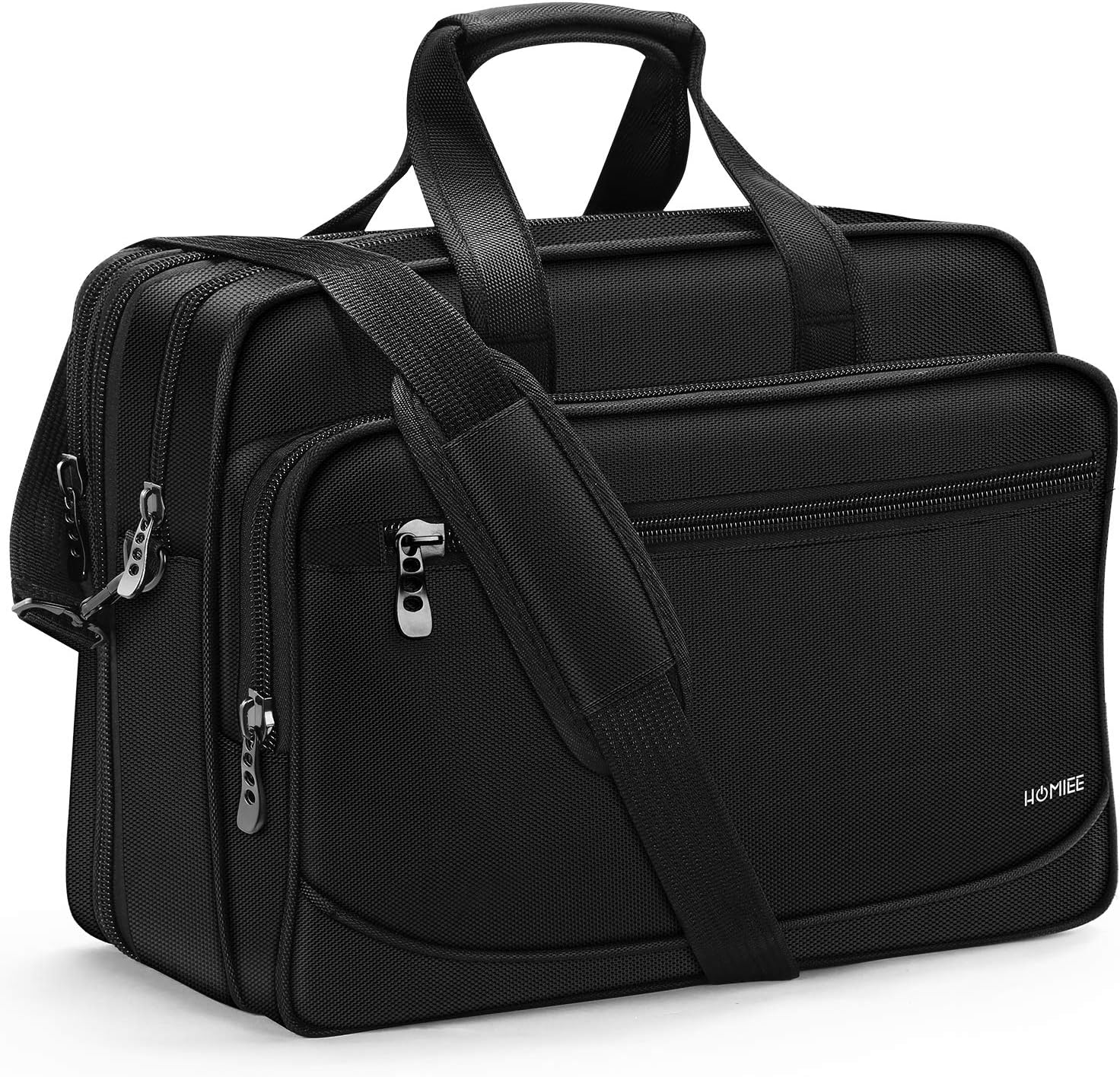 HOMIEE ビジネスバッグ メンズ PCバッグ ブリーフケース 2way 17インチ 大容量 マチ拡張可能 パソコンバッグ Ａ4 ＰＣ対応バッグ ショルダーバッグ 自立 リクルート 就活 ビジネス 通勤 通学 出張 ブラック