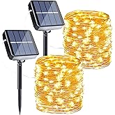 Joomer Solar Fairy Lights, 2-Pack Total 80FT 240LED Lights, Warm White | Copper Wire, Solar String Light Waterproof 8 Lighting Modes for Patio Fence Party Garden Yard Home Outdoor Decoration