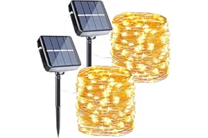 Joomer Solar Fairy Lights, 2-Pack Total 80FT 240LED Solar String Lights Outdoor Waterproof 8 Lighting Modes for Patio Fence Party Garden Yard Home Holiday Tree Outdoor Decoration (Warm White)