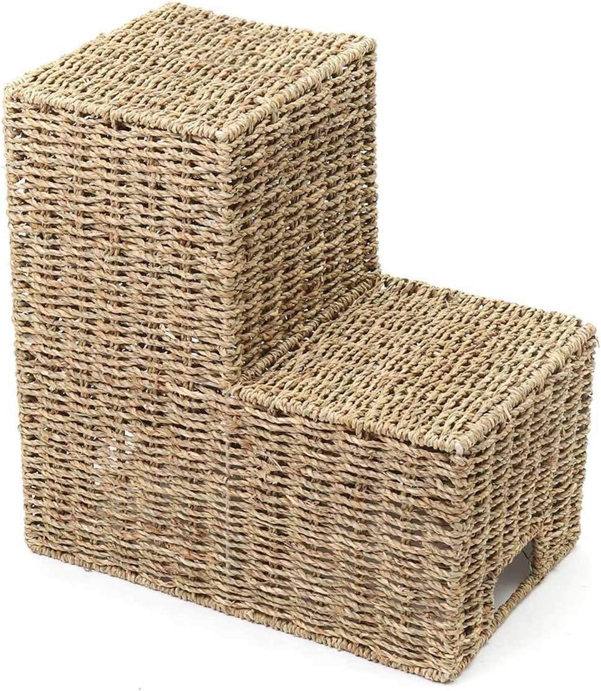 Fuxwlgs Cesta Tejida Tejido de Mimbre Escalón Cesta Organizador