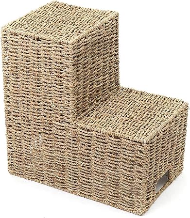 Fuxwlgs Cesta Tejida Tejido de Mimbre Escalón Cesta Organizador