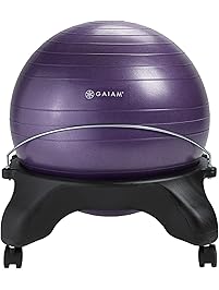 Gaiam Classic Backless Balance Ball Chair &ndash; Exercise Stability Yoga Ball Premium Ergonomic Chair for Home and Office Desk with Air Pump, Exercise Guide and Satisfaction Guarantee