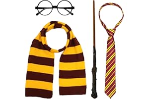 Alaxciax Halloween Costume Accessories, Scarf Tie Glasses and Wand Cosplay Costume for Women Men for Dress up Party Yellow