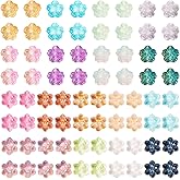 Cheriswelry 120Pcs Flower Lampwork Glass Beads Transparent Gradient Flower Loose Spacer Beads 13mm for Necklace Bracelet Earring Jewelry Making