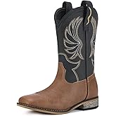 Rollda Kids Cowboy Boots for Boys Girls Western Square Toe Cowgirl Boots with Walking Heel (Toddler/Little Kid/Big Kid)