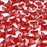 LIMAOLLY 200pcs 12x15mm Acrylic Butterfly Beads Assorted Clear Spacer Beads Loose Butterfly Shaped Beads with Hole for Earring Necklace Bracelet Lanyard Jewelry DIY Craft Making(Red)