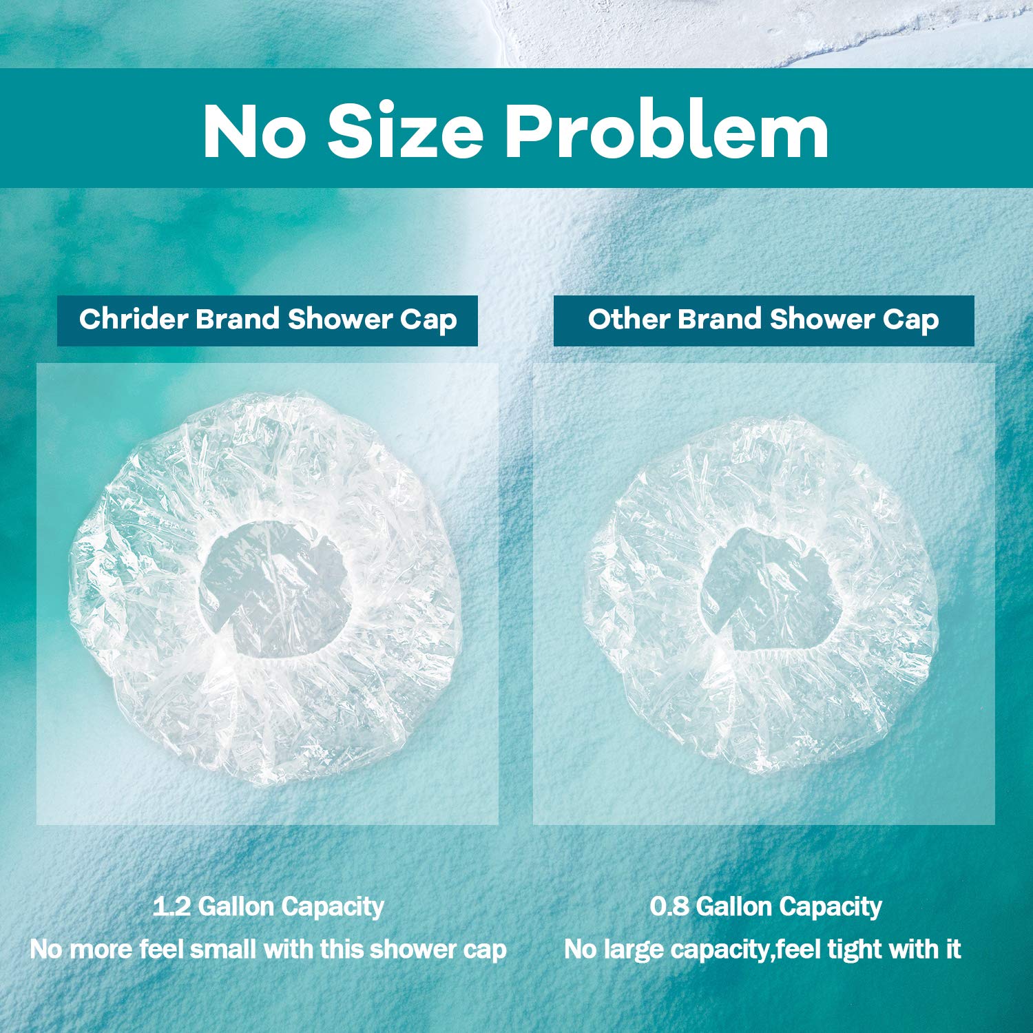 Chrider Shower Cap Disposable, 100 Pcs Shower Caps for Women Larger Thicker Waterproof and Individually Wrapped, Plastic Elastic Hair Bath Caps for Hotel and Spa, Hair Salon, Home Use, Portable Travel : Beauty