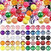 Huquary 50 Pcs 20 mm Beads for Pens Bubblegum Large Round Gumball Acrylic Chunky Rhinestone Colored Resin Chunk Disco Ball Beads for Necklace Witch Jewelry Making DIY Crafts Supplies(Classic Color)