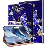 KEFBWAO Case for iPad Air 13 Inch Case 2025 M3/2024 M2, Auto Wake/Sleep Supports Pencil Pro and Pencil(USB-C) Flip Wallet Cover, Diamond Butterfly