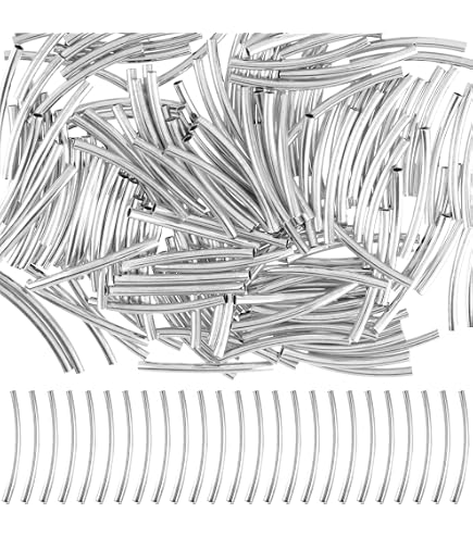 Pandahall 16-Piece 925 Sterling Silver Curved Tube Beads – 4 Sizes (15-30mm) For DIY Jewelry Making