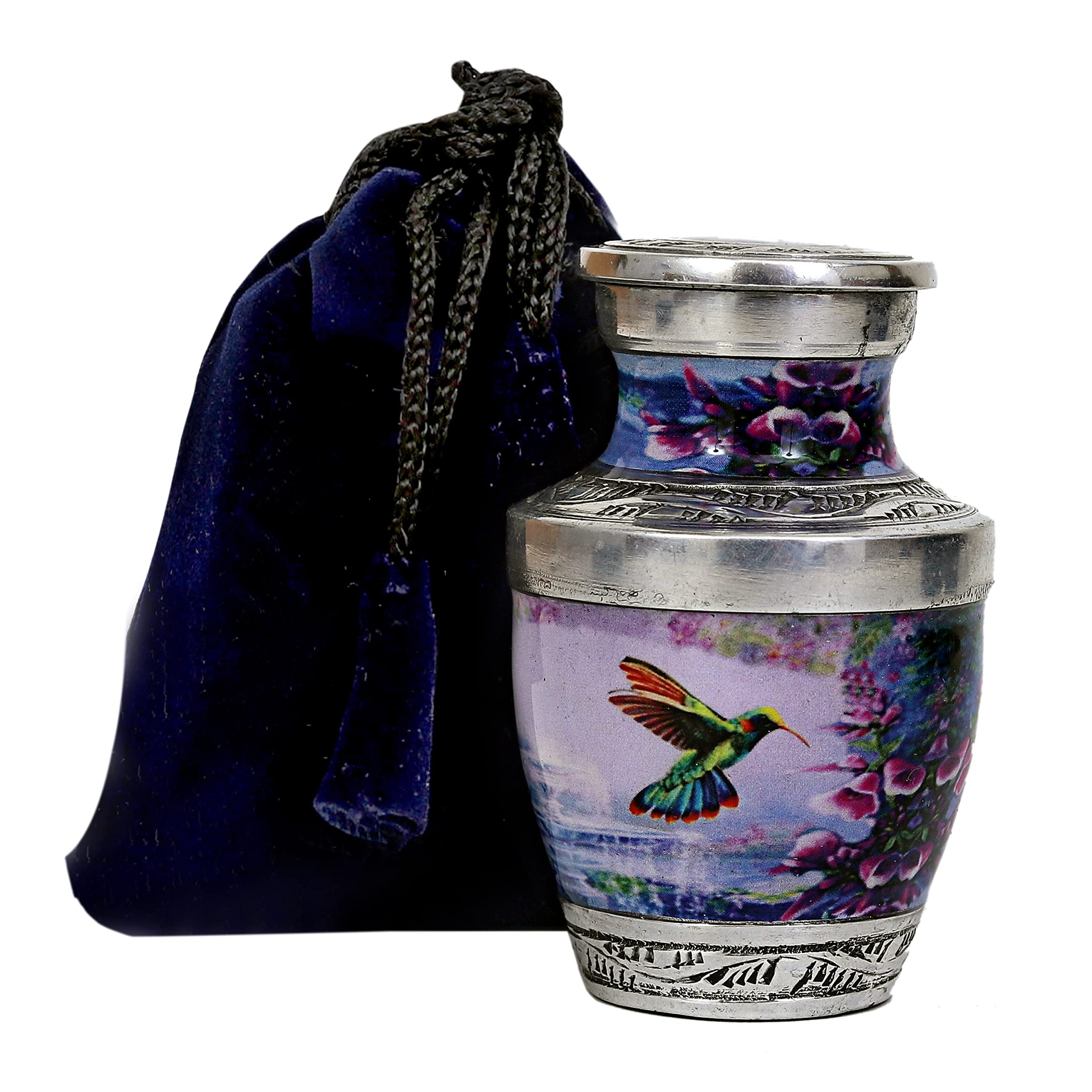 hlc Small Humming Bird Keepsake Urn Qnty 1 - for Human Ashes with Velvet Box Bag-Mini -Beautiful Peaceful Engraved Mini Memorial Affordable (3.5 cu.in), XXDJHM22Y889
