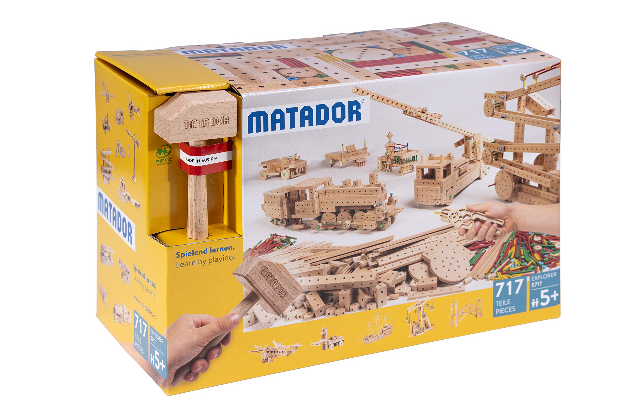 Matador 11717 E717 Construction Kit, Wood-Coloured, from 5 Years, Colourful