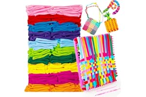 DNPHRPY 600 PCS Weaving Loom Kit for Kids and Adults, Potholder Loom Loops Crafts for Girls 8-12 Loom and Hook, Weaving loom kit Refill Elastic Loops and DIY Gifts for Kids and Beginners Make 16 Potholders
