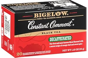 BIGELOW TEA Bigelow Decaffeinated Constant Comment Black Tea Bags, 20 Count Box (Pack of 6) Decaf Black Tea, 120 Tea Bags Total