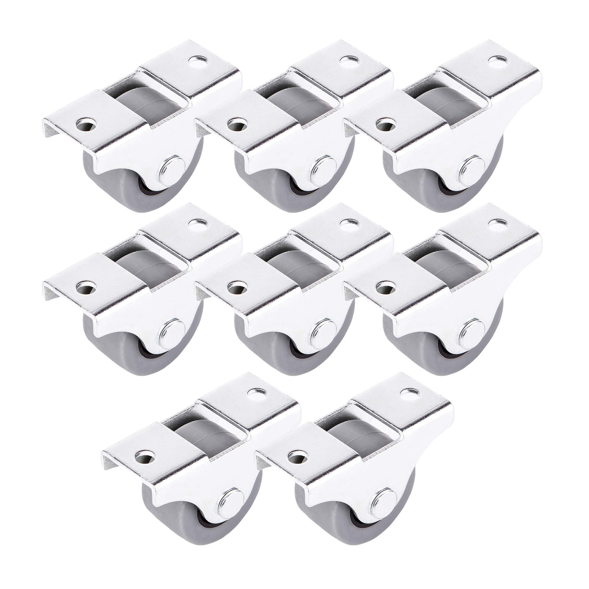 (Pack of 8) 25 mm Small Wheel Castors Rubber Casters Fixed Castors For Furniture Non-Swivel Wheels Non-Plastic Fixed Casters Set (8)