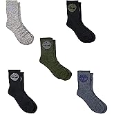 Timberland Boy's 5 Pack Half Cushioned Crew Socks, Large, Assorted