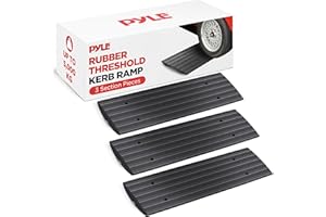 Pyle Car Driveway Adjustable Curb Ramps-3 Pack Heavy Duty Rubber Threshold Ramp Kit Set-Also for Loading Dock, Garage, Sidewa