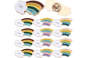Highergo 12 Pcs Motivational Rainbow Lapel Pin Bulk for Student Inspirational Affirmation Brooches Mental Health Gift Christmas Gifts from Teacher for Students High School Classroom Award(Cloud Sign)