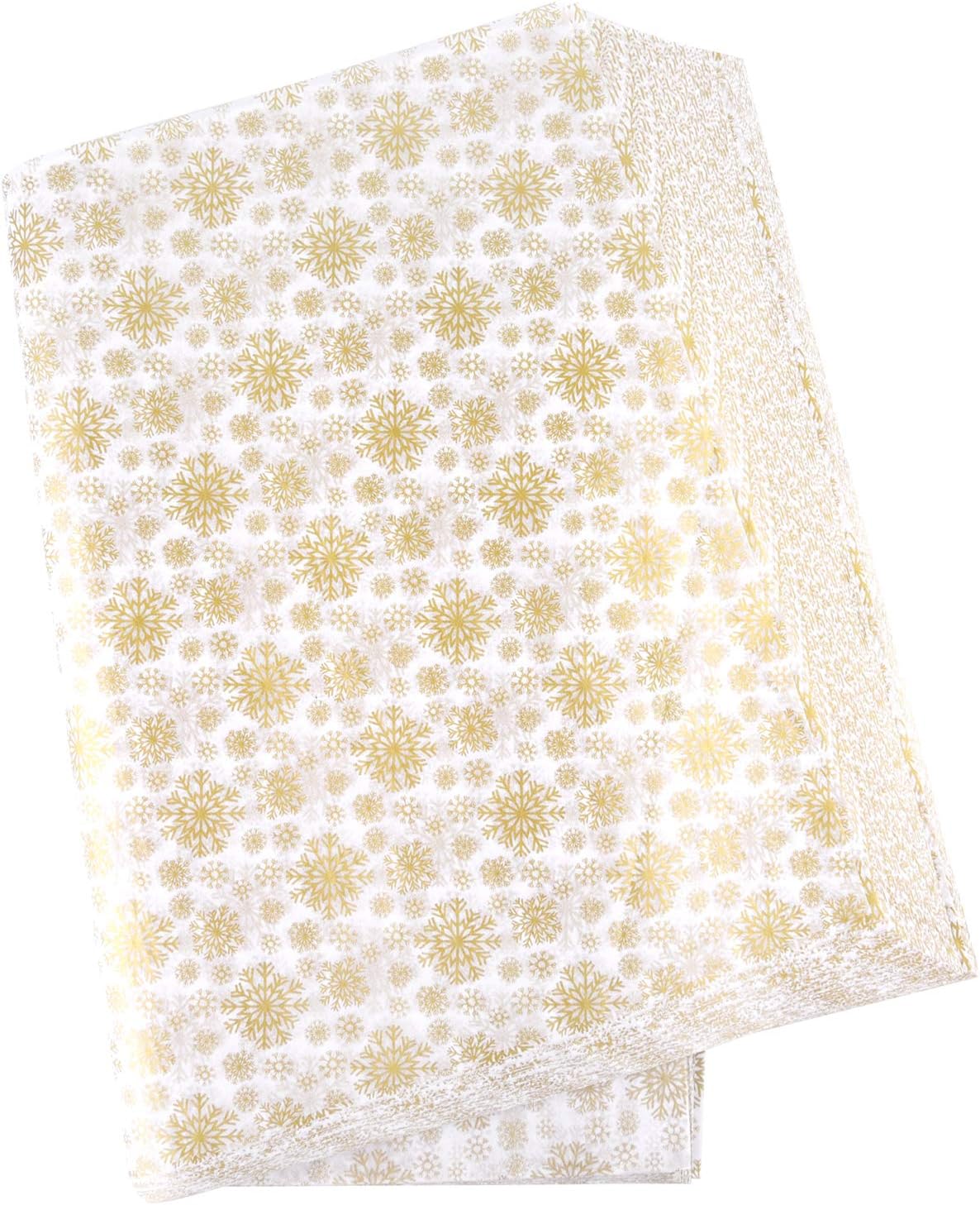 MIAHART 60 Gold Christmas Snowflake Tissue Paper Sheets 50 * 35cm Christmas Wrapping Paper for DIY and Craft Gift Bags Decorations
